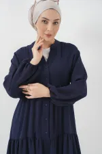 Robe longue hijab pour femme 2527 - Bleu marine