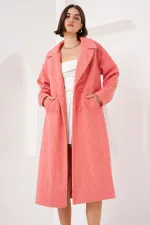 9113 Oversize Wide Cut Wool Long Cashmere Coat - Orange