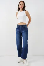 Kadın Yüksek Bel Kot Pantolon 30081 - Lacivert