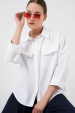 Women's Pocket Detailed Oversize Shirt 20313 - White