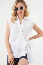 Women's Zero Sleeve Wrap Shirt 20343 - White