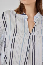 Women's Striped Oversize Blouse 967 - Light Blue