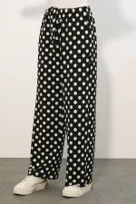 Women's Wide Leg Polka Dot Trousers 30116 - Black