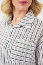 Women's Striped Crop Shirt 20342 - Black