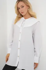 Women's Peter Pan Collar Long Tunic 5967 - White