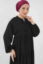 2527 Women's Long Hijab Dress - Black