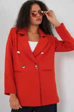 Women's Double-Breasted Blazer Jacket 0722 - Brick Women's Double-Breasted Blazer Jacket 0722 - Brick