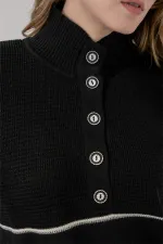 Kadın Çizgili Oversize Triko İkili Takım 15957 - Siyah