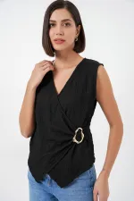 Chemisier tricoté sans manches pour femme 988 - Noir