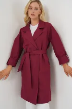 Trench-coat doublé croisé 9104 - Rouge bordeaux