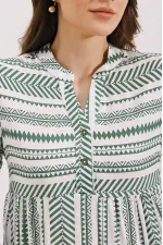 1975 Ethnic Pattern Dress - Khaki