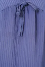 Kadın Önü Bağcıklı Uzun Kol Bluz 946 - İndigo