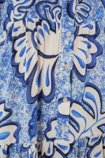 Robe hijab à motifs authentiques 2423 - Bleu foncé