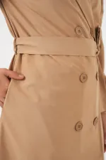 Kadın Kruvaze Yaka Trençkot 5978 - Taba