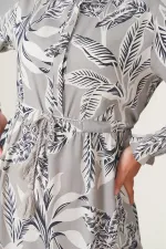 2145 Patterned Hijab Dress - Stone