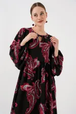 Kadın Balon Kol Uzun Tesettür Elbise 2464 - Y.Kırmızı