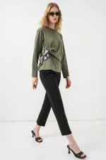 Kadın Fular Detaylu Uzun Kol Bluz 40000 - Haki