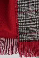 Kadın Yumuşak Dokulu Kalın Şal Atkı 15951 - Kırmızı