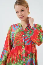 Robe hijab à motifs authentiques 2423 - L. Rouge