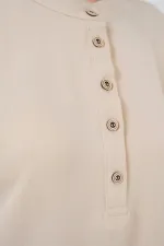 Ensemble deux pièces tunique et pantalon en lin 6678 - Crème