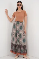 Jupe longue à motifs 1898 - Vert émeraude