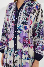 Robe hijab en viscose bleu marine et violette pour femme 2423