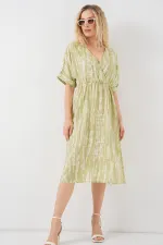 Women's Patterned Short Sleeve Dress 2569 - E.Green