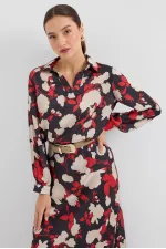 8018 Patterned Satin Two-Piece Suit - Beige