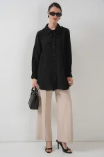 Fırfırlı Uzun Gömlek Tunik 5952 - Siyah