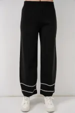 Kadın Çizgili Oversize Triko İkili Takım 15957 - Siyah