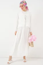 Kadın Ayrobin Kimono Etek İkili Takım 8047 - Beyaz