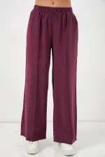 Kadın Beli Lastikli Bol Paça Pantolon 30087 - Bordo