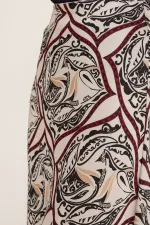 Kadın Siyah Bej Desenli Saten Etek 15877