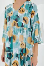 Robe courte en viscose beige menthe à motifs pour femme, manches courtes, 1959