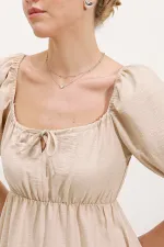 Robe évasée en popeline 2351 - Crème