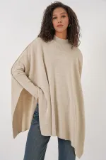 15783 Pull poncho fendu - Beige