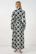 Kadın Boydan Düğmeli Uzun Tesettür Elbise 2588 - F.Lacivert