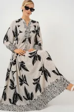 Robe hijab à motifs authentiques 2423 - Gris clair