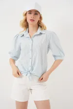 Women's Tie-Front Striped Shirt 20323 - Blue