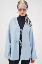Keten Tesettür Kimono 5968 - Mavi