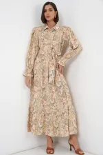 Robe hijab ceinturée pour femme 2589 - Jaune