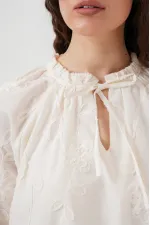 Kadın Desenli Kısa Elbise 2528 - Krem