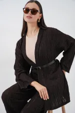 Kadın Kimono Pantolon İkili Takım 30078 - Kahverengi