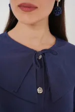 Kadın Bebe Yaka Uzun Tunik 5967 - İndigo