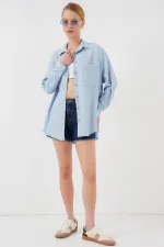 Chemise oversize en lin bleu 20126