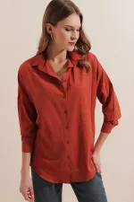 Chemise basique longue oversize 3900 - Brique