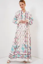 Robe hijab à motifs authentiques 2423 - Rose B