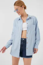 Chemise oversize en lin bleu 20126