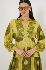 Robe hijab à motifs authentiques 2423 - Vert pétrole 2