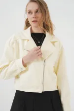 0717 Women's Short Cashmere Jacket - Cream